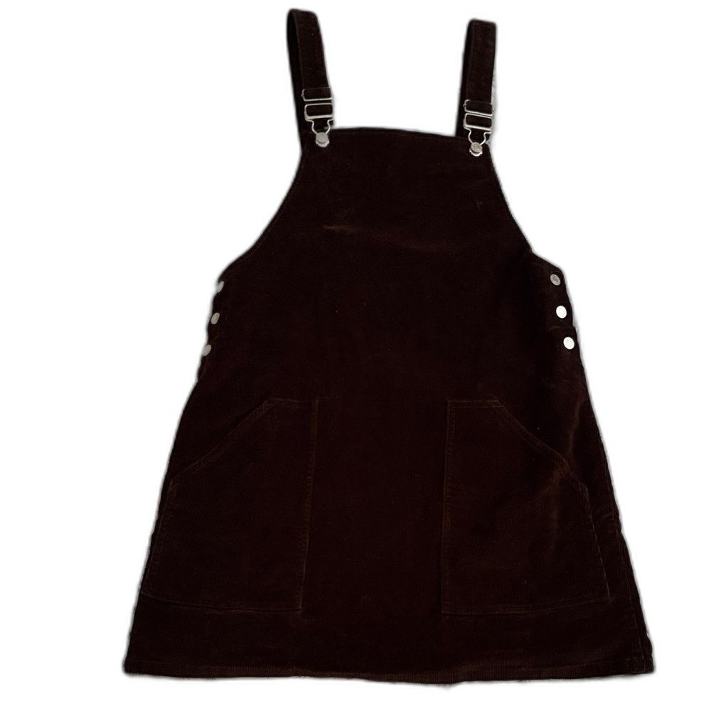 & Other Stories Chocolate Brown Corduroy Mini Overall Dress Jumper Size 2